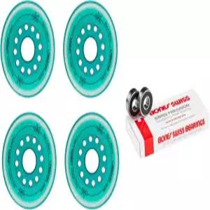 라베다 롤러 하키 휠 유니온 프리미엄 성능 인라인 스케이트 4팩 본즈 스위스 베어링 80mm 청록색 X소프트