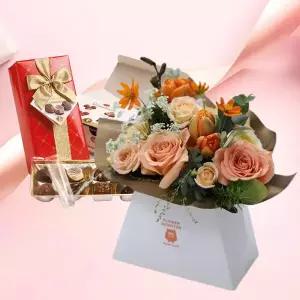 비앙코 달링 꽃박스+벨기에 초콜릿 생일 기념일 축하 감사 발렌타인데이 화이트데이 어버이날 스승의날