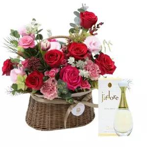 스윙걸스 꽃바구니+쟈도르 오 드 퍼퓸 향수 선물 생일 기념일 고백 프로포즈 축하 발렌타인데이 화이트데이