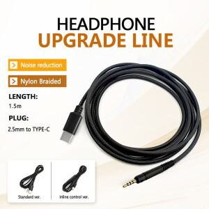 USB TYPE-C ~ 2.5mm 헤드폰 교체 케이블 SENNHEISER HD599 용 인라인 제어 오디오