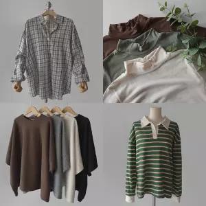 여성긴팔티셔츠/기모/맨투맨/폴라티/반목티/라운드티/브이넥/빅사이즈여성티/이너티/롱티/체크셔츠/가디건