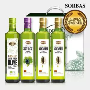 소르바스 유기농올리브유1병 포도씨유1병 해바라기유2병 오일선물세트