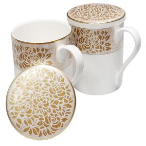 한국도자기 본차이나 골드궁 챠토우 도자기 뚜껑머그잔 2인조세트