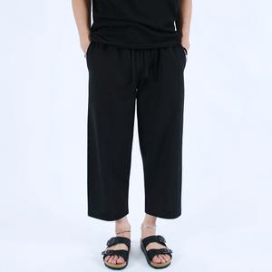 롤프 남자 남성 와이드팬츠 통바지 9부바지 밴딩 추리닝 끈 스판 밴드 블랙 검정 편한