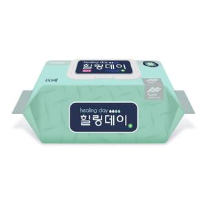 힐링데이 물티슈 60매 15팩 엠보싱 캡형