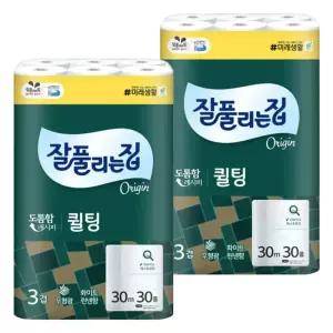 잘풀리는집 퀼팅 오리지널 3겹 30m 30롤 2팩