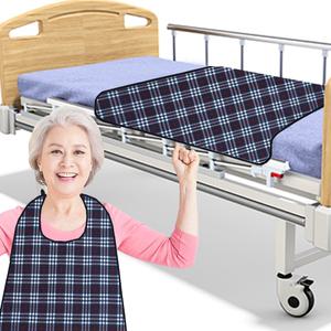 더해피 핸드메이드 라운드 방수코팅 시트-클래식 체크 / 노인 환자 병원 커버 카바 환자용품 병원