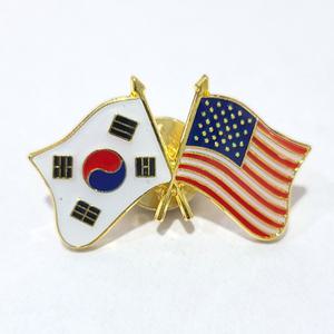 한국 태극기 미국 성조기 브로치 뱃지 와펜 국기 KOREA 외국인 선물 단체 집회 기념품