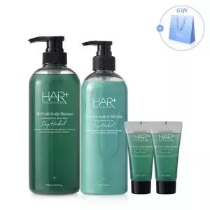 헤어플러스 오프레시 건성 두피 안티에이징 각질케어 쿨샴푸 헤어팩 선물세트 (탈모완화기능성)