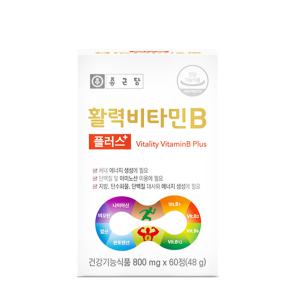 종근당 활력비타민B 플러스 60정 2통(4개월분) 체내에너지생성영양제 건강기능식품