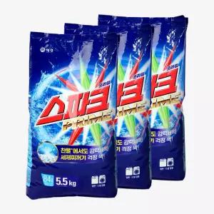스파크 가루 분말 세탁세제 5.5kg 3개 1박스 일반드럼겸용