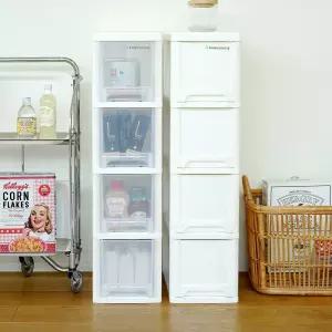 보노하우스 모던 슬림 틈새 서랍장 4단 플라스틱 수납장 (바퀴별매)