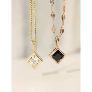 [미니멀피어싱]14K 18K 데일리 스퀘어 큐빅 목걸이 펜던트