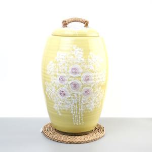 노란 장미 쌀독 20kg 쌀항아리 쌀통 현관 소금항아리