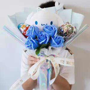 인형꽃다발 졸업선물 시나모롤 블루 킨더조이 캡슐토이 오로라포장