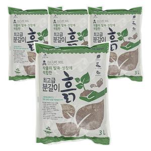 초록스타 분갈이흙 3Lx4포 식물 화분 화초 원예 화훼 상토 배양토
