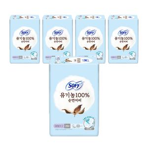 쏘피 유기농100%순면커버 날개형 슬림, 대형, 28매, 5개
