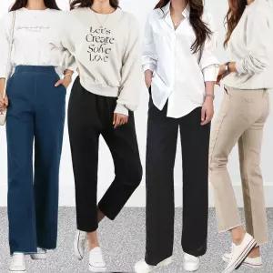 빅사이즈 여성 캐주얼 밴딩팬츠 S~3XL 와이드 데님 조거 키작녀 트레이닝 배기 슬랙스 하이웨스트