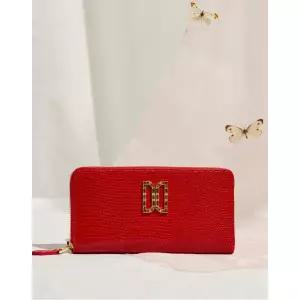 [롯데백화점]닥스 액세서리 LL[선물포장] 레드 가죽 스와르브스키 DD로고장식 지퍼돌이 장지갑 DCWA3F285