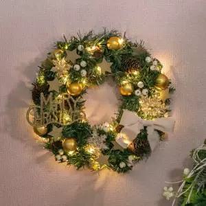 [텐바이텐]크리스마스 리스 벽장식 LED 골드 스타 우드 250mm 소품 데코