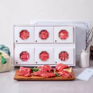 [케이미트] 명절 특선 소한마리 오마카세 선물세트 1.4kg (척아이롤300g+부채살300g+토시살200g+갈비살2...