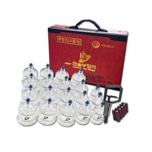 한솔부항기 고급 19컵 삶는 가정용 펌프 연결줄 지압봉 부항기세트