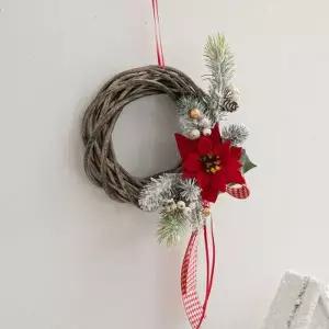 [텐바이텐]크리스마스 리스 벽장식 벨벳 체크 볼드 200mm 벽걸이 소품