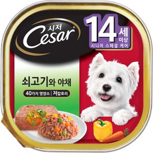 [신세계몰]시저 강아지캔 14세이상 쇠고기와 야채 100g X 3개