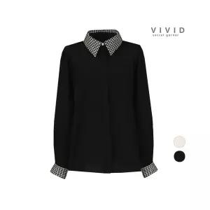 [하프클럽/비비드시크릿가너]여성 모던 트위드배색 정장 블라우스