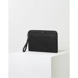 [롯데백화점]닥스 액세서리 LL선물포장[그리드 Ⅱ] 블랙 그리드패턴 소가죽 클러치백 DBBA4E269