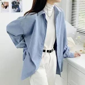 [프로셀러] 코듀로이 여성 롱셔츠 셔링 셔츠 무지 남방 2색