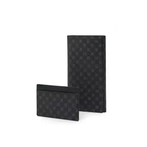 [롯데백화점]닥스 액세서리 LL[선물포장/쇼핑백동봉][LOUIS PVC] 블랙 가죽 로고 DD 패턴 장지갑 DBWA4E121
