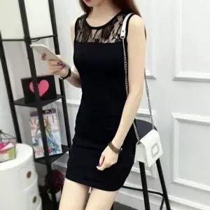 [오노마] ONM 브이넥 패션 레이시 카라 니트 하객 롱원피스 민소매 (S11877123)