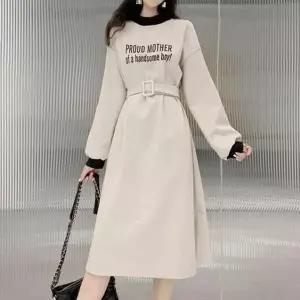 [오노마] ONM 레터링 원피스 허리 벨트 세트 긴팔 원피스 밑트임 (S11100187)