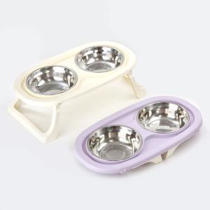 나마스펫 강아지 밥그릇 2구 고양이 물그릇 크리미 식탁 애견 식기 세트