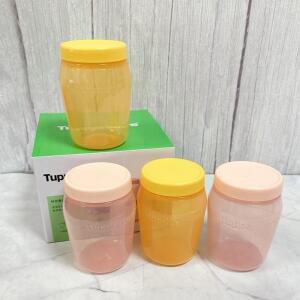 타파웨어 550ml 밀폐 원형 용기 4종 피클 반찬 소스 보관통