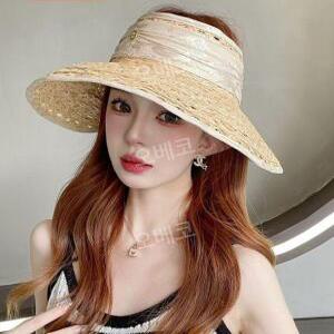 여성 챙넓은 밀짚모자 자외선 차단 얼굴 햇빛 가리개 휴양지 비치  항공발송