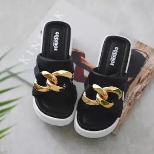 이미러프 체인 웨지힐 통굽슬리퍼