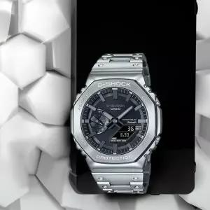 /비엠포엠 지샥 지얄오크 풀메탈 터프솔라 전자시계 실버