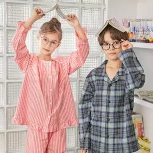 수아팜 [정상가 57600원] 여아동 핑크 스트라이프 코튼 파자마 세트