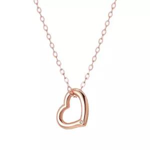 14K 목걸이 큐빅 포인트 할로우 하트 펜던트