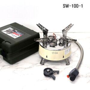 산야로 고화력 강염 호스 버너 SW-100-1 미니 원형캠핑버너 가스렌지 캠핑용