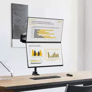 카멜마운트 듀얼 벽면 밀착형 상하 거치대 모니터암 최대 32인치 CMA2V