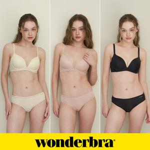 [Wonderbra] 퓨징 볼륨 노와이어 브라팬티 6종세트 크림+베이지+블랙 WBW4N333536_T