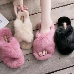 ONM 슬리퍼 리얼 토끼털 퍼 털슬리퍼 겨울 방한화 S606