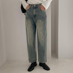 [시크릿라벨] [빈티지워싱] 사이드절개 배기핏 데님팬츠