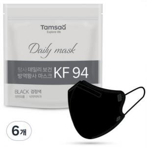 탐사 KF94 데일리 마스크 지퍼백, 25매입, 블랙, 6개 one option
