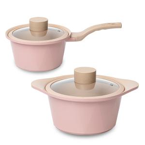 오슬로 인덕션 겸용 핑크 세라믹 냄비 2종 (18편수+20양수)
