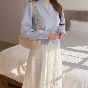 [제작/빅사이즈]이블렛 루티아 베이직 펜던트 니트 가디건 제이스타일