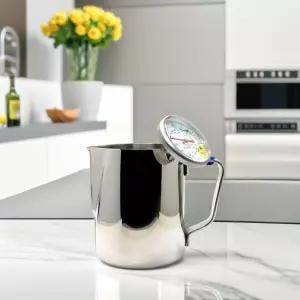 온도계형 스팀피쳐 밀크저그 라떼아트 라운드 350ml 밀크피쳐 내부눈금 바리스타 카페